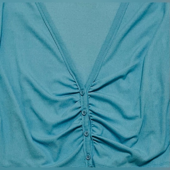 NEW ZARA - Long-Sleeve Button-Up Cinch Tee - Picture 2 of 4